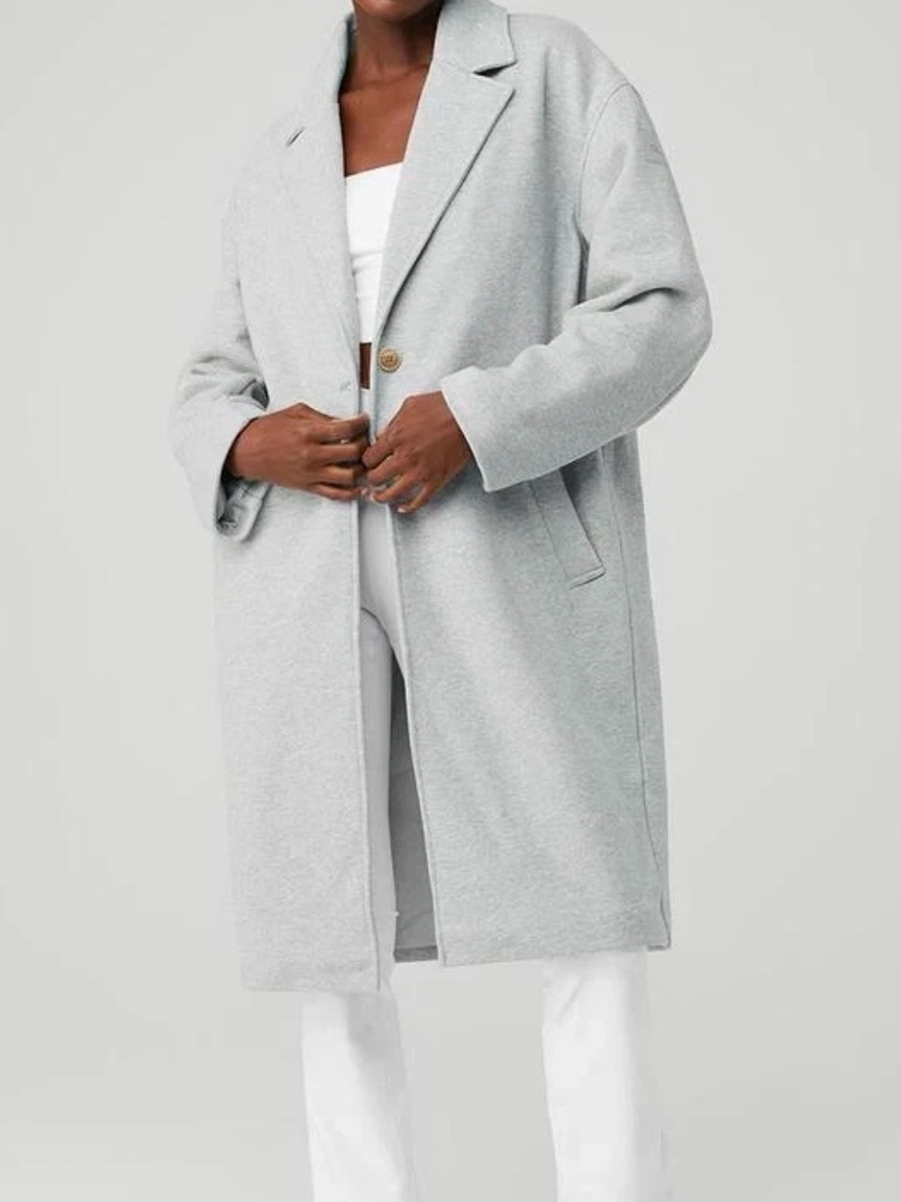 ALO Yoga Men's unisex Light Gray Single-Button Pea Coat